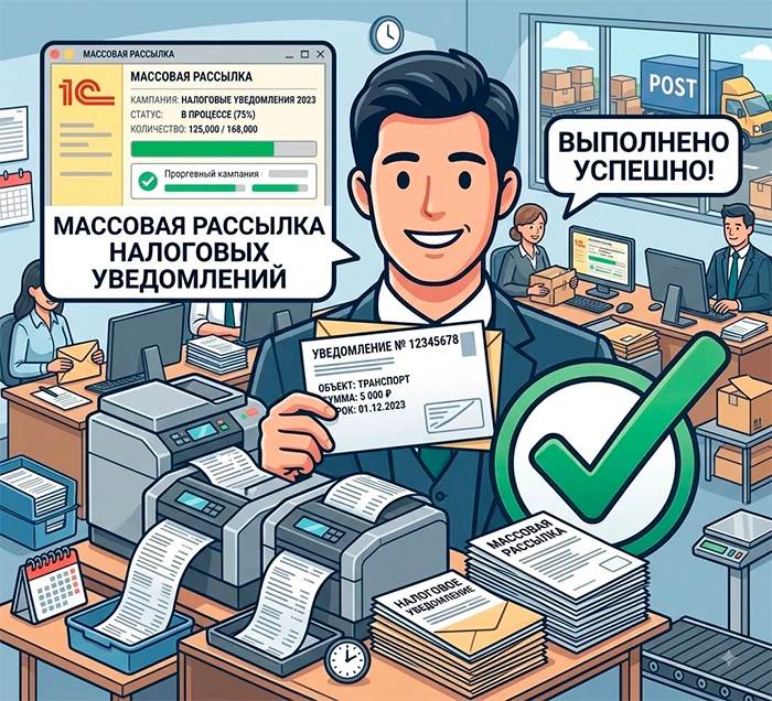 Массовая рассылка налоговых уведомлений Массовая рассылка налоговых уведомлений